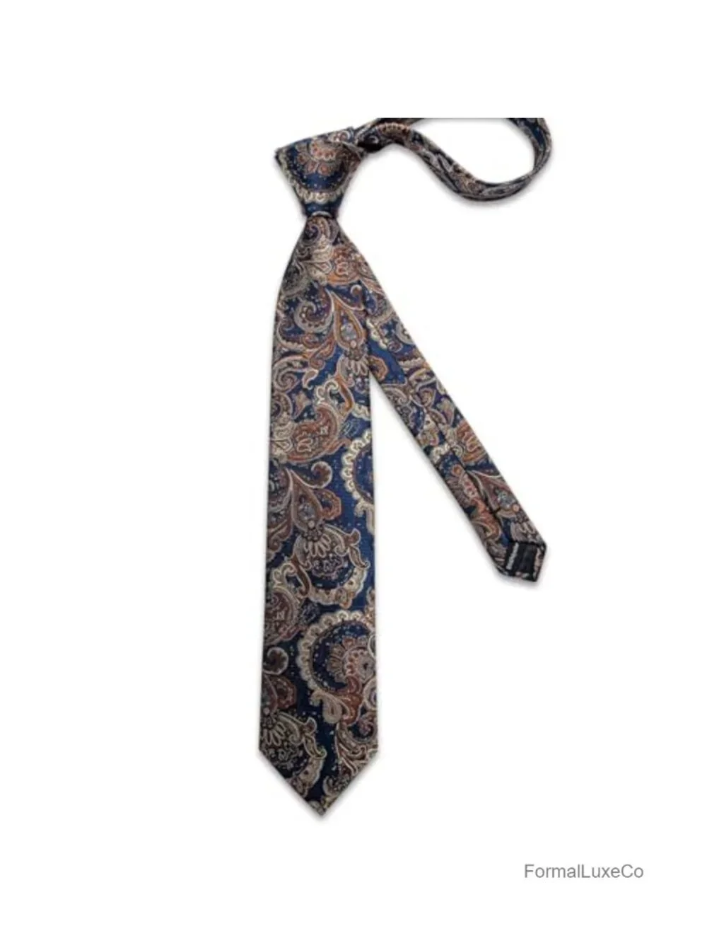 Silk Paisley Tie Set with Pocket Square and Cufflinks